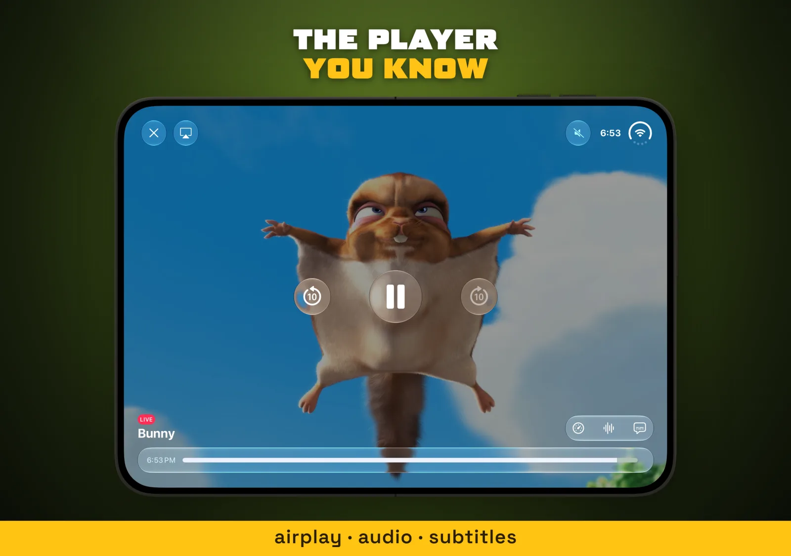 The player on the open iPhone Duo screen alone, filling the canvas under the headline "The player you know"