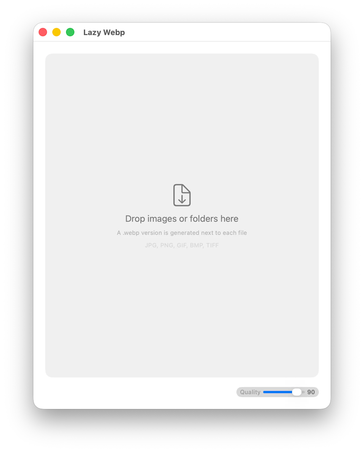 lazywebp macOS app empty drop zone ready to receive files
